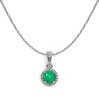 0.30 Ct. Emerald Natural Diamond Pave Pendant, 18K White Gold Image