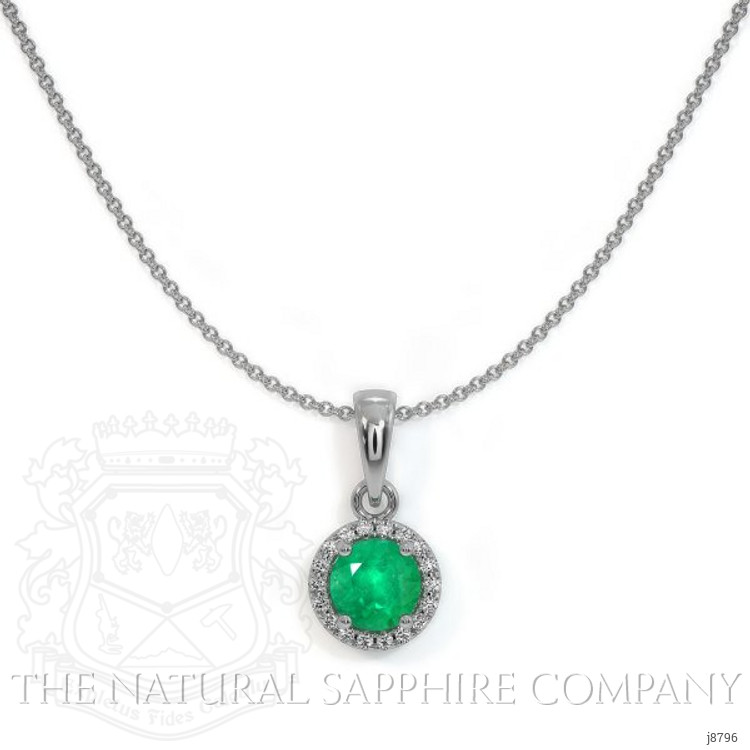 0.30 Ct. Emerald Natural Diamond Pave Pendant, 18K White Gold