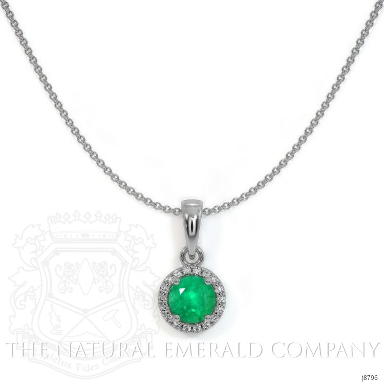 0.30 Ct. Emerald Natural Diamond Pave Pendant, 18K White Gold