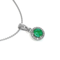 0.30 Ct. Emerald Natural Diamond Pave Pendant, 18K White Gold Image