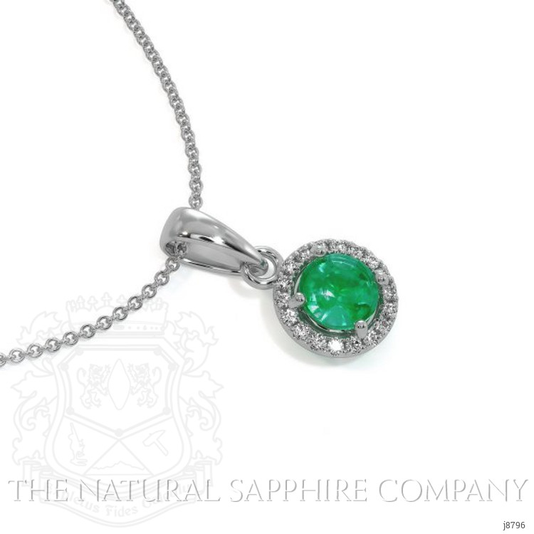 0.30 Ct. Emerald Natural Diamond Pave Pendant, 18K White Gold