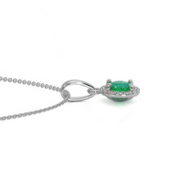0.30 Ct. Emerald Natural Diamond Pave Pendant, 18K White Gold Image