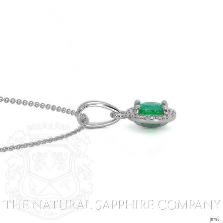 0.30 Ct. Emerald Natural Diamond Pave Pendant, 18K White Gold