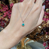 0.30 Ct. Emerald and Colorless Natural Diamond Pave Pendant, 18K White Gold Life Style