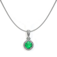 0.40 Ct. Emerald Natural Diamond Pave Pendant, 18K White Gold Image