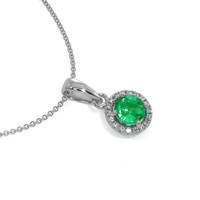 0.40 Ct. Emerald Natural Diamond Pave Pendant, 18K White Gold Image