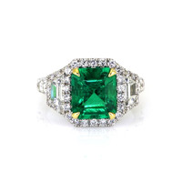 2.87 Ct. Emerald Natural Diamond Ring, 18K White & Yellow Video