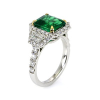2.87 Ct. Emerald Natural Diamond Ring, 18K White & Yellow Image
