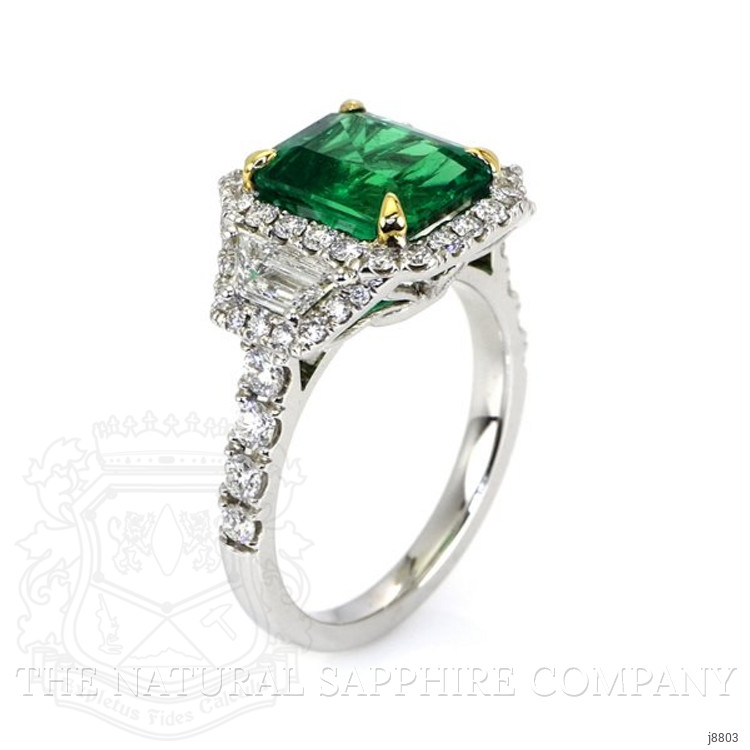 2.87 Ct. Emerald Natural Diamond Ring, 18K White & Yellow