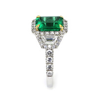 2.87 Ct. Emerald Natural Diamond Ring, 18K White & Yellow Image