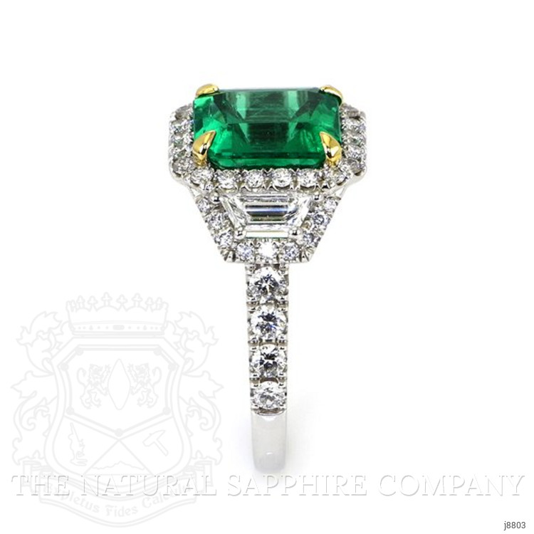 2.87 Ct. Emerald Natural Diamond Ring, 18K White & Yellow