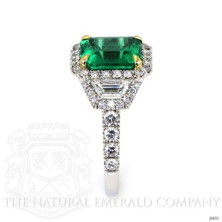 2.87 Ct. Emerald Natural Diamond Ring, 18K White & Yellow