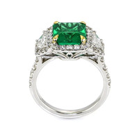 2.87 Ct. Emerald Natural Diamond Ring, 18K White & Yellow Image