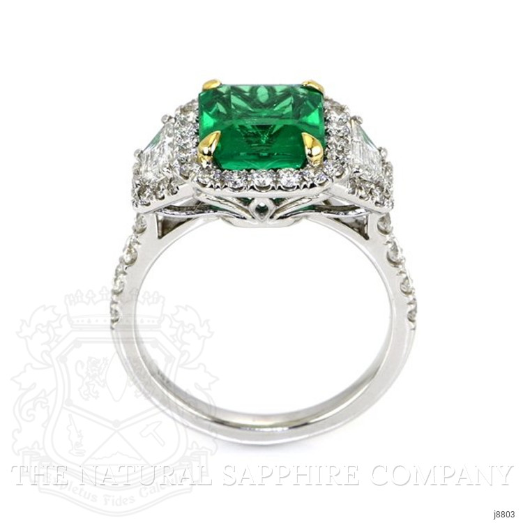 2.87 Ct. Emerald Natural Diamond Ring, 18K White & Yellow