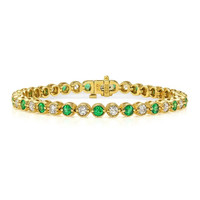 2.20 Ct.Tw.Total Carat Weight Emerald and Diamond Bracelet, 14K Yellow Gold Video