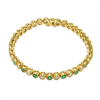 2.20 Ct.Tw.Total Carat Weight Emerald and Diamond Bracelet, 14K Yellow Gold Image