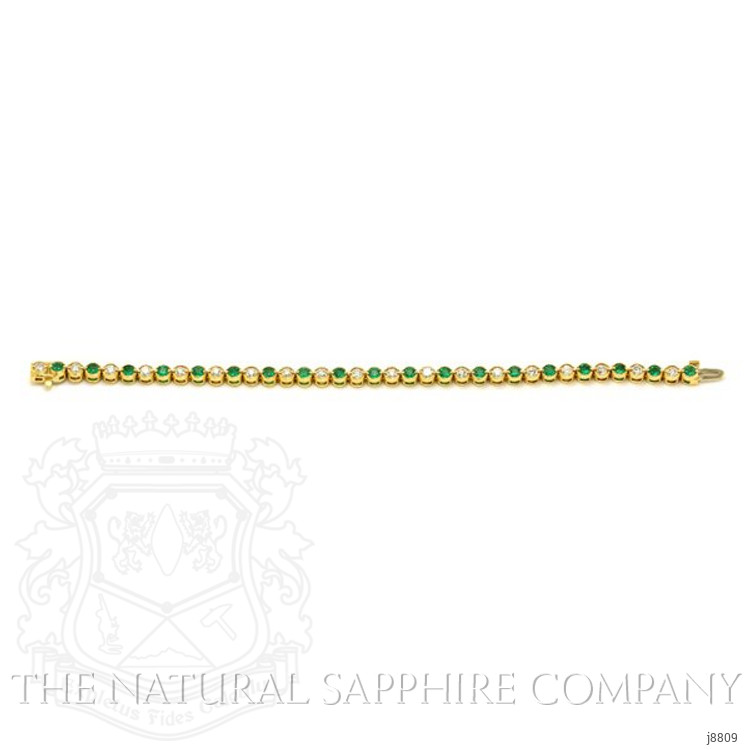 2.20 Ct.Tw. Emerald Natural Diamond Accent Stones Bracelet, 14K Yellow Gold