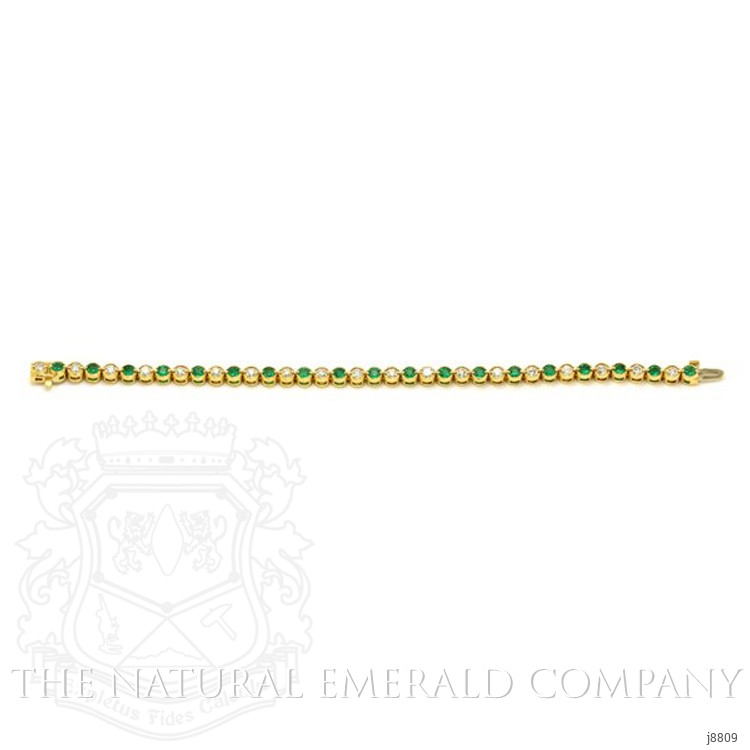 2.20 Ct.Tw. Emerald Natural Diamond Accent Stones Bracelet, 14K Yellow Gold