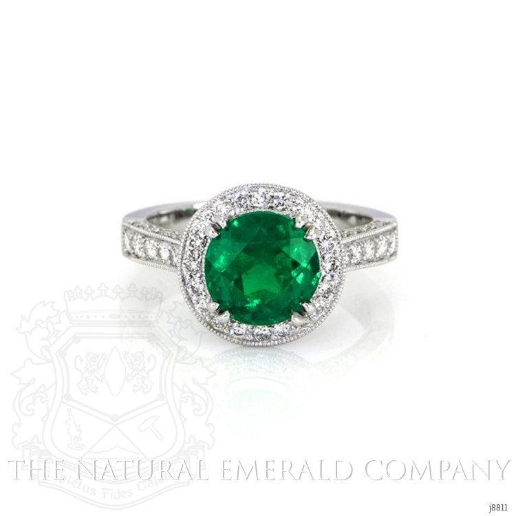 2.49 Ct. Emerald Natural Diamond Ring, 18K White Gold