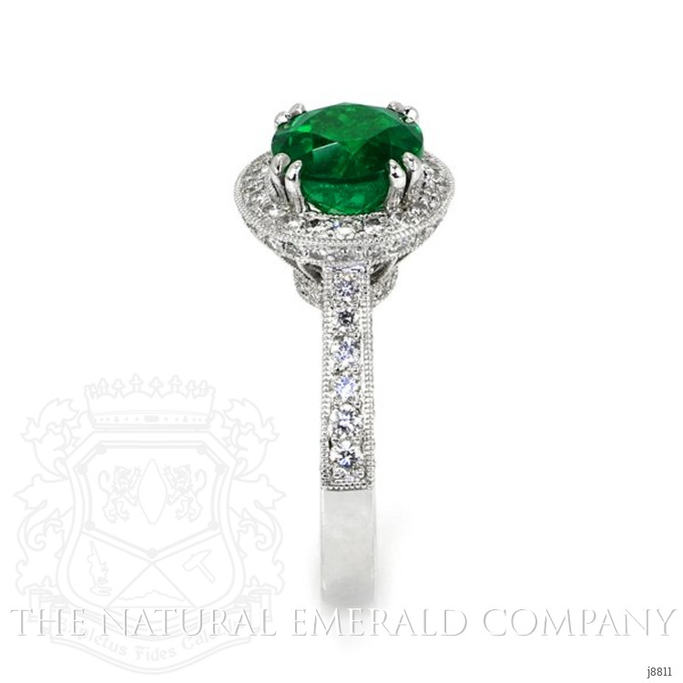 2.49 Ct. Emerald Natural Diamond Ring, 18K White Gold