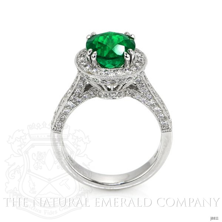 2.49 Ct. Emerald Natural Diamond Ring, 18K White Gold
