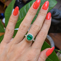 2.49 Ct. Emerald and Diamond Ring - 18K White Gold Life Style