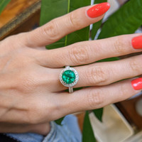 2.49 Ct. Emerald and Diamond Ring - 18K White Gold Life Style