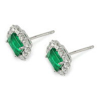 2.27 Ct.Tw.Total Carat Weight Emerald and Diamond Earrings - 18K White Gold Image
