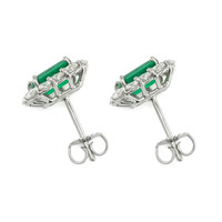 2.27 Ct.Tw.Total Carat Weight Emerald and Diamond Earrings - 18K White Gold Image