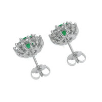 1.29 Ct.Tw. Emerald Natural Diamond Halo Earrings, 18K White Gold Image