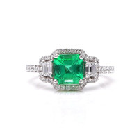 1.25 Ct. Emerald and Diamond Ring, 18K White Gold Video