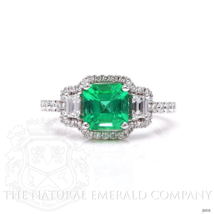1.25 Ct. Emerald Natural Diamond Ring, 18K White Gold
