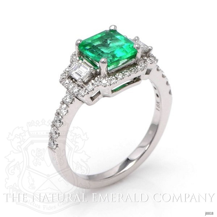 1.25 Ct. Emerald Natural Diamond Ring, 18K White Gold