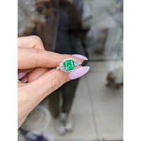 1.25 Ct. Emerald Natural Diamond Ring, 18K White Gold Life Style