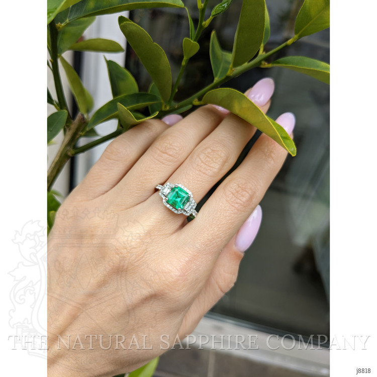 1.25 Ct. Emerald Natural Diamond Ring, 18K White Gold