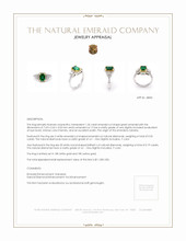 1.24 Ct. Emerald Natural Diamond Three Stone Ring, 18K White & Yellow Appraisal