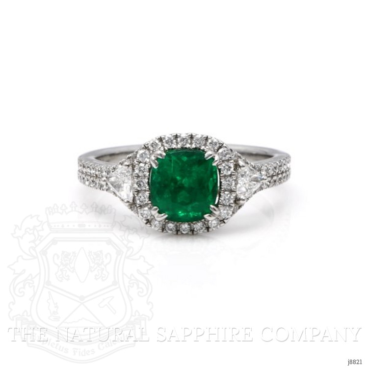 1.39 Ct. Emerald Natural Diamond Ring, 18K White Gold