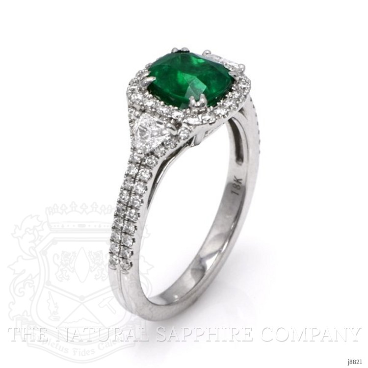 1.39 Ct. Emerald Natural Diamond Ring, 18K White Gold