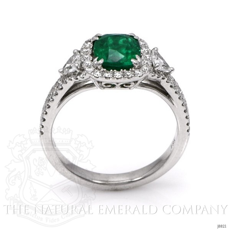 1.39 Ct. Emerald Natural Diamond Ring, 18K White Gold