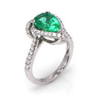 2.54 Ct. Emerald Natural Diamond Ring, 18K White Gold Image
