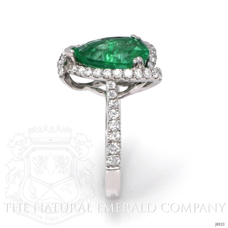 2.54 Ct. Emerald Natural Diamond Ring, 18K White Gold