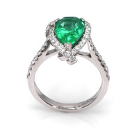 2.54 Ct. Emerald Natural Diamond Ring, 18K White Gold Image