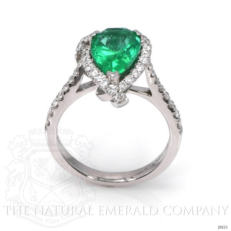 2.54 Ct. Emerald Natural Diamond Ring, 18K White Gold