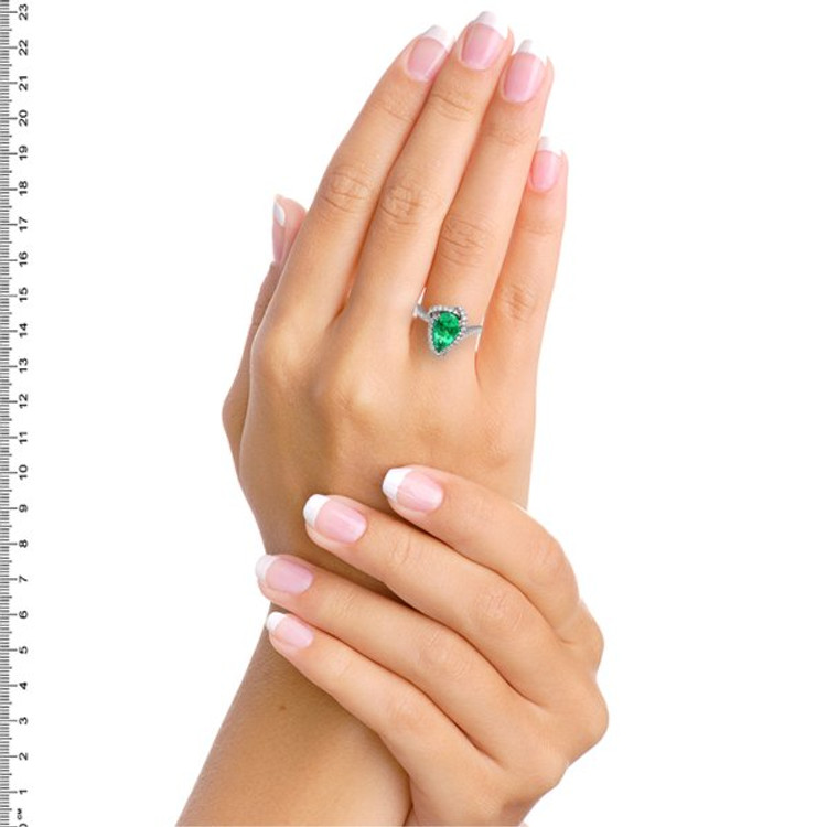 2.54 Ct. Emerald Natural Diamond Ring, 18K White Gold