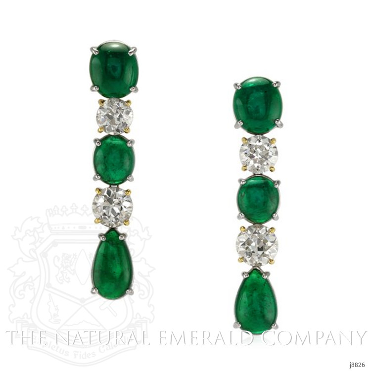13.72 Ct.Tw. Emerald Natural Diamond Earrings, Platinum & 18K Yellow