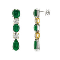 13.72 Ct.Tw. Emerald Natural Diamond Earrings, Platinum & 18K Yellow Image