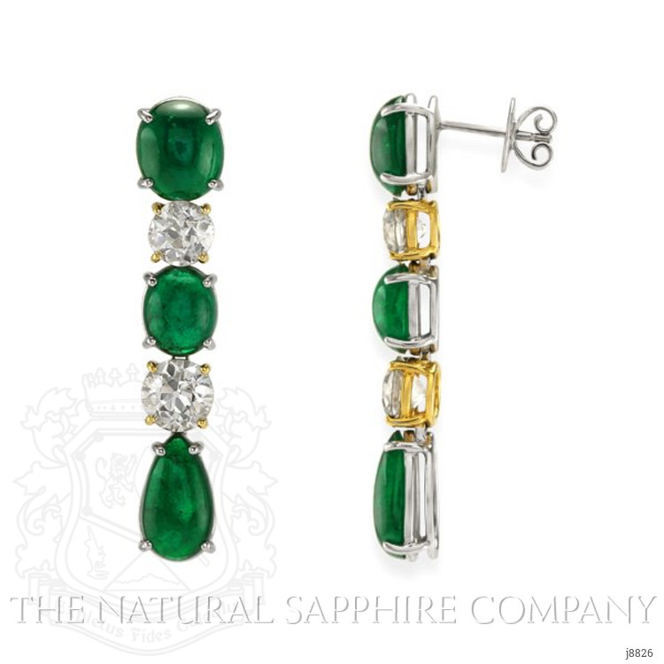 13.72 Ct.Tw. Emerald Natural Diamond Earrings, Platinum & 18K Yellow