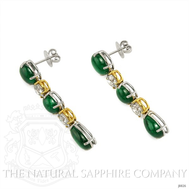 13.72 Ct.Tw. Emerald Natural Diamond Earrings, Platinum & 18K Yellow