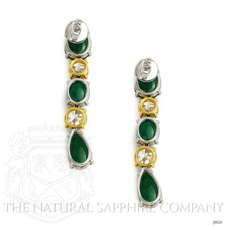 13.72 Ct.Tw. Emerald Natural Diamond Earrings, Platinum & 18K Yellow