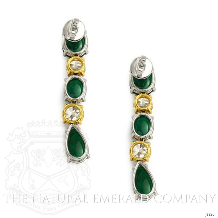 13.72 Ct.Tw. Emerald Natural Diamond Earrings, Platinum & 18K Yellow